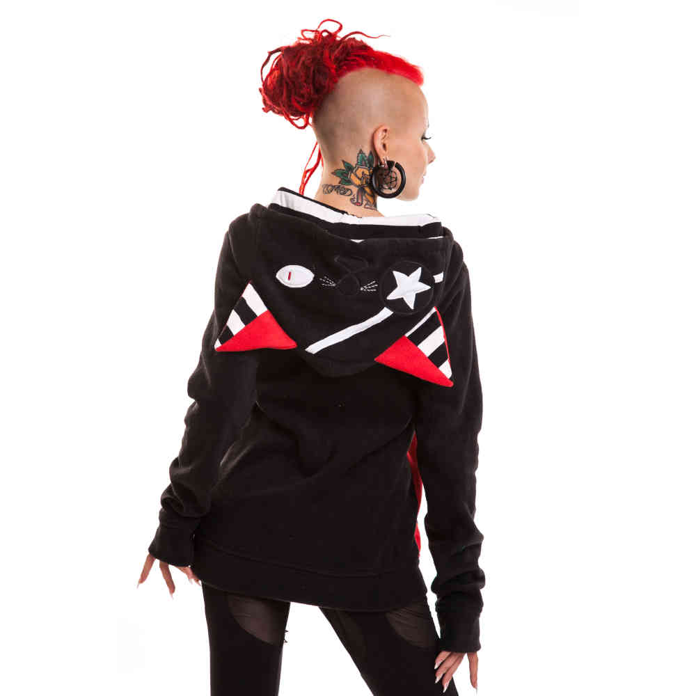 Bye Bye Kitty - STAR KITTY Zip hoodie - Black